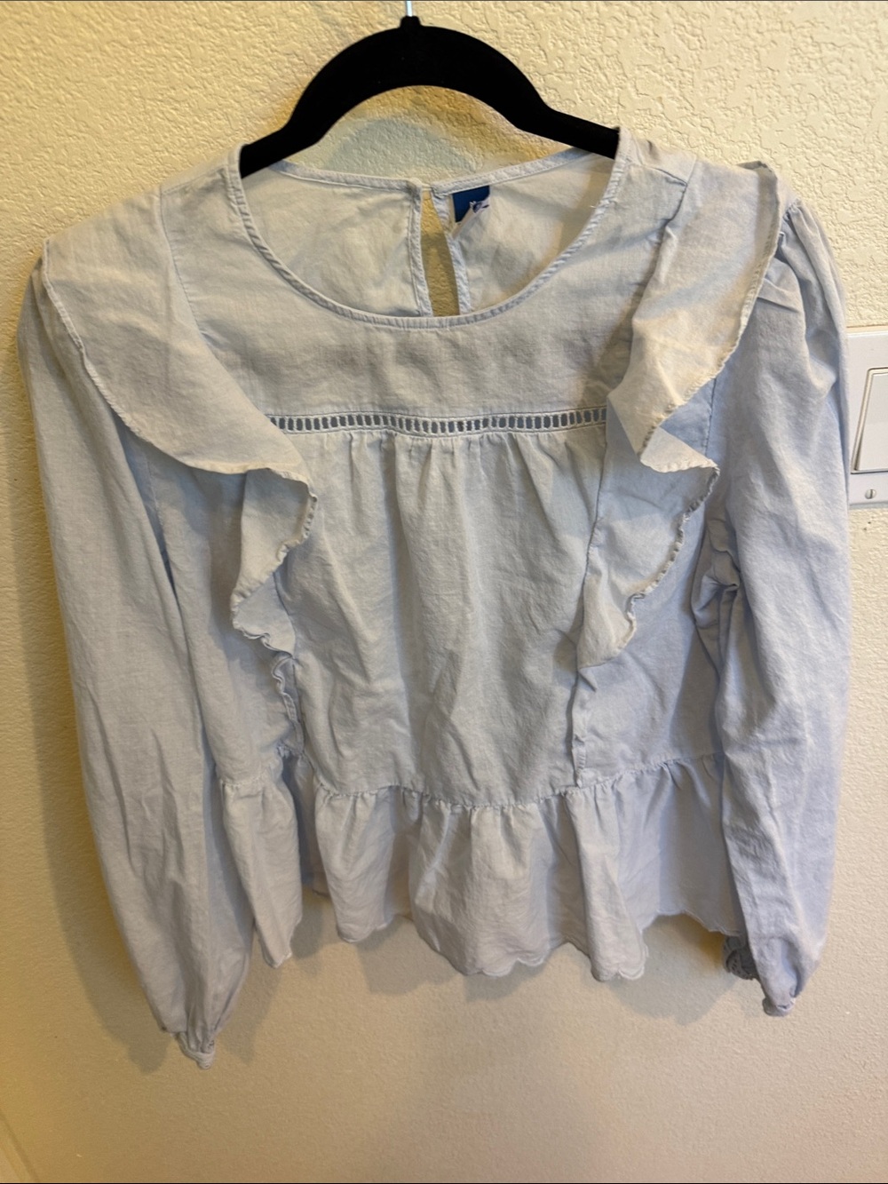 Old Navy Light Blue Ruffle Peplum Blouse - Women